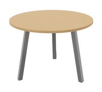Table ronde 100 cm - 3 pieds trapèze métal Aluminium - Plateau Hêtre
