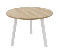 Table ronde 100 cm - 3 pieds trapèze métal Blanc - Plateau Chêne Nébraska