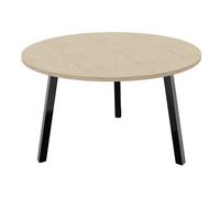 Table ronde 120 cm - 3 pieds trapèze métal Noir - Plateau Chêne