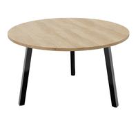 Table ronde 120 cm - 3 pieds trapèze métal Noir - Plateau Chêne Nébraska