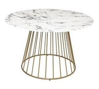 Atmosphera – Table à manger ronde Rayo 4 personnes D120×H75 cm effet marbre blanc pieds métal doré