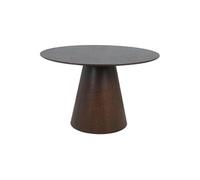 Table Ronde 120cm Pied Central MDF Placage Noyer - CARACAS -