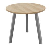 Table ronde 80 cm - 3 pieds trapèze métal Aluminium - Plateau Chêne Nébraska