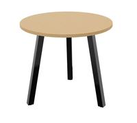 Table ronde 80 cm - 3 pieds trapèze métal Noir - Plateau Hêtre