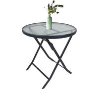 Table ronde Bistro avec feuille de verre - Table de jardin pliante pour Balcon et Camping - Ø 70 cm