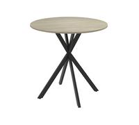 HOMCOM Table à Manger Ronde pour 2 Personnes Table de Cuisine 80 cm Style Industriel avec Plateau Aspect Bois et piètement croisé en Acier, Blanc chêne