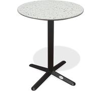 Table ronde de jardin en acier et plateau terrazzo