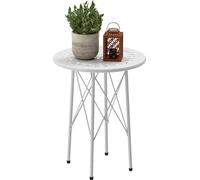 Table ronde de jardin - Table d'extérieur - Ø40 x 50 cm - Pour l'intérieur et l'extérieur - Blanc