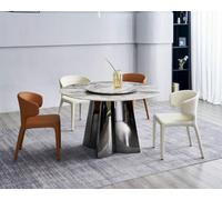 Table ronde design de luxe 4x chaises en cuir Ensemble de salle à manger Meubles modernes