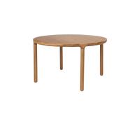 Table ronde en bois marron, 4 places, table haute, pieds chêne massif, plateau plaqué chêne - Zuiver, Storm - Ø128xH75 cm