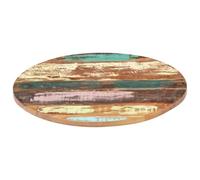 Table ronde en bois massif de récupération 50 cm avec supports | Bois tropical recy inition polie, utilisation intérieure et extérieure, facile d'entretien