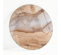 Table Ronde en Verre Trempé Ø 100 cm | Plaque de Sécurité | Installation Facile | avec Coussinets Antidérapants | Bords Polis | Idéal pour Le Salon | Style Moderne - Bois Naturel avec Résine