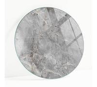 Table Ronde en Verre Trempé Ø 100 cm | Protection de Remplacement | Installation Facile | avec Coussinets Antidérapants | Bords Polis | Idéal pour Le Salon | Style Moderne - Marbre Naturel