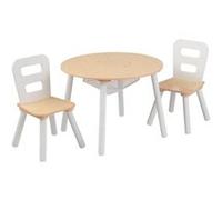 KidKraft Ensemble Table Ronde avec Rangement et 2 Chaises en Bois pour Enfants, Table Enfant avec 2 Chaises, Meuble de Rangement, Chambre Enfant, 27027