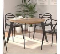 Table ronde extensible 110 à 155 cm décor bois pieds métal - VANESSA Meubletmoi