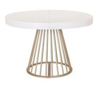 Menzzo Table ronde extensible Soare Blanc pieds Or – Table à manger
