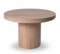Menzzo Table Ronde Extensible Suzie chêne Clair Ø110 à 260 cm - 3 rallonges - Table Salle à Manger 12 Personnes - Design Moderne Pied Central