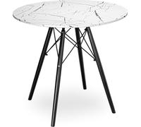Table ronde PARIS noire, modèle DTW, diamètre 80 cm, plateau en marbre blanc