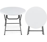Table ronde pliante, 81 cm, PEHD résistant aux intempéries, pieds en métal
