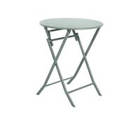 Table de jardin pliante ronde ""Greensboro"" vert olive 2 places en acier traité époxy - Hespéride
