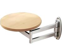Table Ronde Pliante Murale, Plateau en Bois Extensible avec Support Flottant, Module D'Appoint Pivotant pour Canapé et Lit(B)