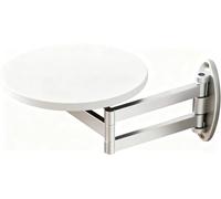 Table Ronde Pliante Murale, Plateau en Bois Extensible avec Support Flottant, Module D'Appoint Pivotant pour Canapé et Lit(A)