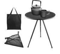 Table ronde pliante - Petite table de patio de 60 cm, bureau pliable réglable en hauteur, camping portable | Cuisine légère BBQ Pique-nique Plage Voyage Utilisation de meubles de jardin