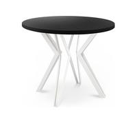 Table Ronde Salle à Manger - 100/176 Cm De Diamètre - Table à Rallonges Avec Pieds En Métal Blanc - Style Industriel - Compacte - Noir