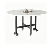 Table Ronde Salle Manger, Table Pliante Interieur, avec 6 roulettes Verrouillables Et Ailes Rabattables, Table Console Extensible, pour Un Salon D'appartement(White,47.3in)