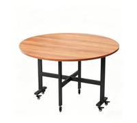 Table Ronde Salle Manger, Table Pliante Interieur, avec 6 roulettes Verrouillables Et Ailes Rabattables, Table Console Extensible, pour Un Salon D'appartement(Yellow,39.4in)