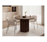 Selsey Table À Manger Ronde 110 cm pour 4 Personnes Noix Wisconsin