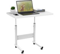 Table Roulante de Lit Canapé - Blanc - 60x40CM - Bureau d'ordinateur avec roulettes à 360°