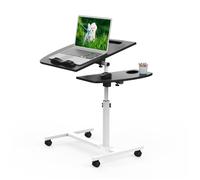 Table Roulante de Lit Canapé pour Ordinateur Portable - PIPIPOXER - Table d'appoint Noir- 60x40 cm - Hauteur réglable de 61-95cm