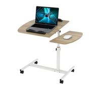 Table Roulante pour Lit Canapé, 60x40cm Table de Lit pour Ordinateur Portable, Hauteur Réglable 61-91cm avec 4 Roulette,Bois