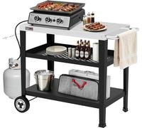Table roulante pour repas, avec support pour sacs poubelle, idéale pour l'extérieur, le jardin, la terrasse, les barbecues, la cuisine, ou comme chariot de préparation alimentaire. Dimensions : 76,2 c