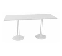 Table Roxane L.140 x P.60 x H.74 cm - Plateau Blanc - 2 pieds tube Blanc