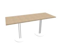 Table Roxane L.140 x P.60 x H.74 cm - Plateau Chêne - 2 pieds tube Blanc