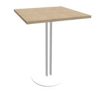 Table Roxane L.60 x P.60 x H.74 cm - Plateau Chêne - Pied central Blanc