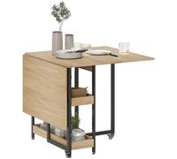 Table š€ manger pliante sur roulettes 4 personnes avec compartiments ouverts, pour petits espaces, salle š€ manger, chšºne