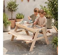 roba Ensemble de sièges pour Enfants « Play for 4 » Outdoor+ avec bacs de Jeu, Ensemble en Bois Massif et Table à Boue