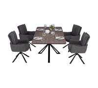 Table salle à manger 200x100 marron noir 4 chaises anthracite