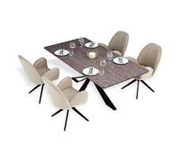 Table salle à manger 200x100 marron noir 4 chaises beige
