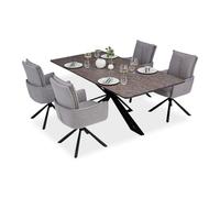 Table salle à manger 200x100 marron noir 4 chaises grises