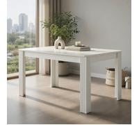 Table salle à manger contemporaine robuste 4 pieds chêne rectangulaire basse salon moderne simple -Pugsdrly,blanche