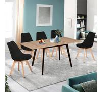 Table scandinave extensible INGA 120-160 cm plateau bois pieds noirs