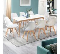 IDMarket Table à manger Inga Scandinave extensible 160-200 cm Blanche 6-10 personnes
