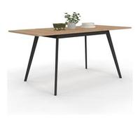 IDMarket - Table scandinave Extensible Rectangle Inga 4-8 Personnes Plateau Bois Pieds Noirs 110-150 cm