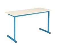 Table scolaire biplace L 130 x P 50 cm bleue