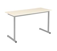 Table scolaire biplace L 130 x P 50 cm grise