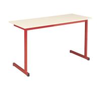Table scolaire biplace L 130 x P 50 cm rouge